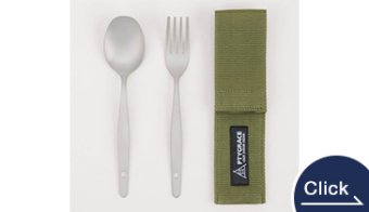 PY-6308 Titanium Spoon & Fork Set Large with Storage Case