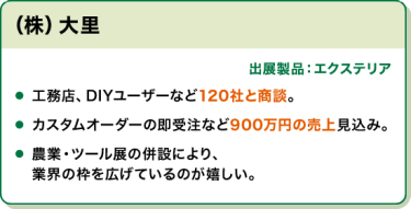 出展社の声：(株)大里
