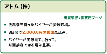 出展社の声：アトム(株)
